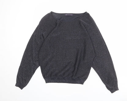 Marks & Spencer Womens Black Round Neck Viscose Pullover Jumper Size 8