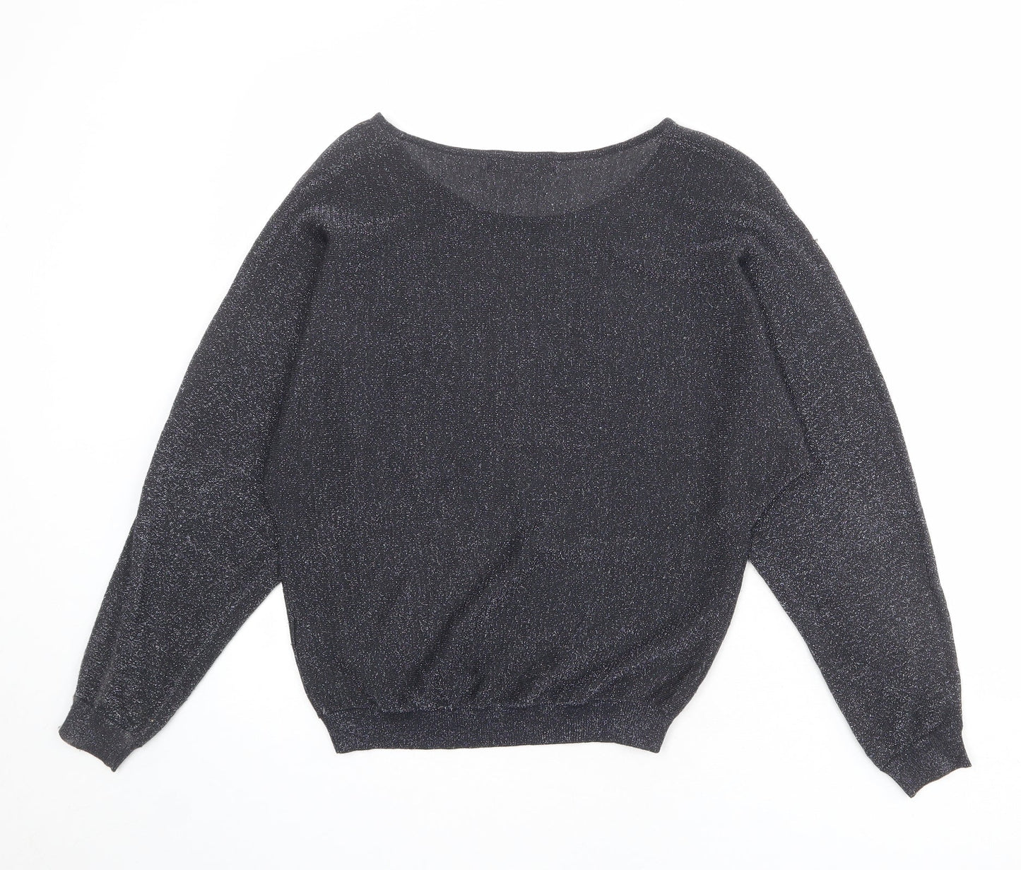 Marks and Spencer Womens Black Round Neck Viscose Pullover Jumper Size 8
