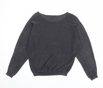 Marks & Spencer Womens Black Round Neck Viscose Pullover Jumper Size 8