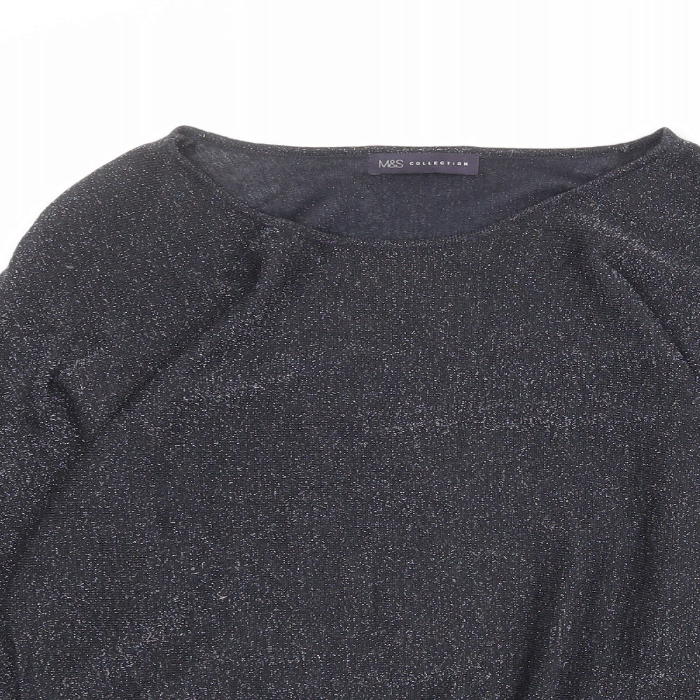 Marks and Spencer Womens Black Round Neck Viscose Pullover Jumper Size 8