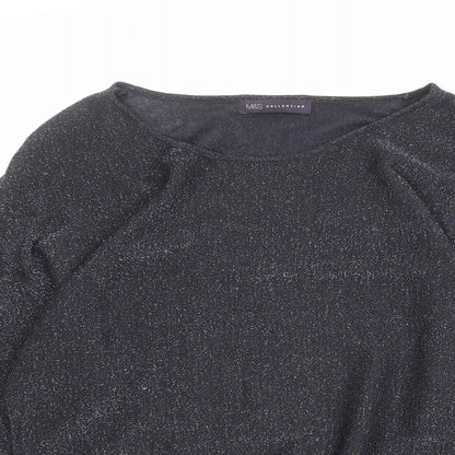 Marks & Spencer Womens Black Round Neck Viscose Pullover Jumper Size 8
