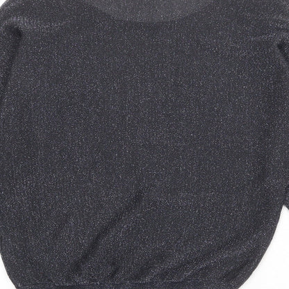 Marks & Spencer Womens Black Round Neck Viscose Pullover Jumper Size 8