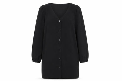 Boohoo Womens Black Polyester Shift Size 10 V-Neck Button