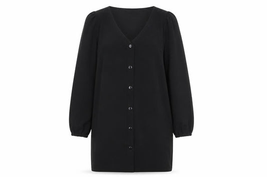 Boohoo Womens Black Polyester Shift Size 10 V-Neck Button
