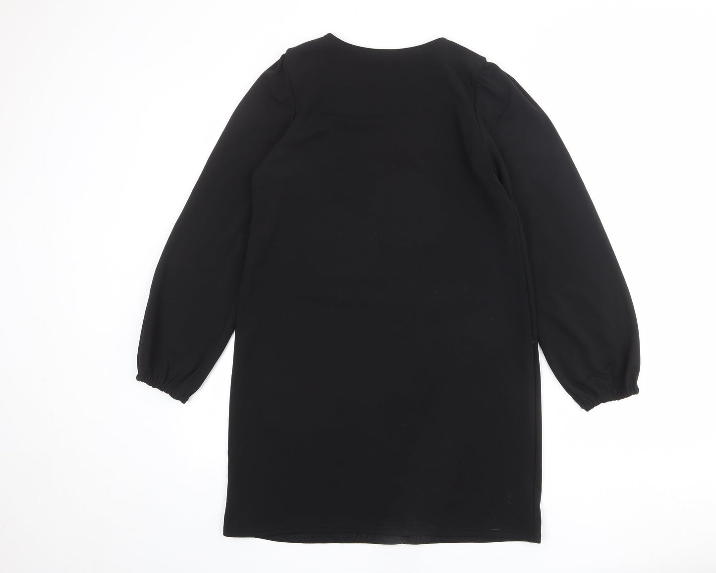 Boohoo Womens Black Polyester Shift Size 10 V-Neck Button