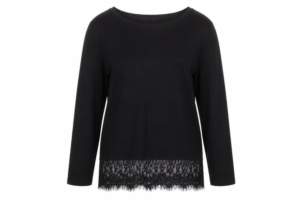 New Look Womens Black Polyester Basic T-Shirt Size 10 Boat Neck