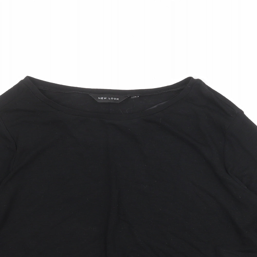 New Look Womens Black Polyester Basic T-Shirt Size 10 Boat Neck