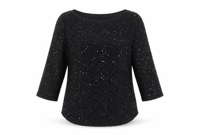 Per Una Womens Black Polyester Basic Blouse Size 12 Boat Neck