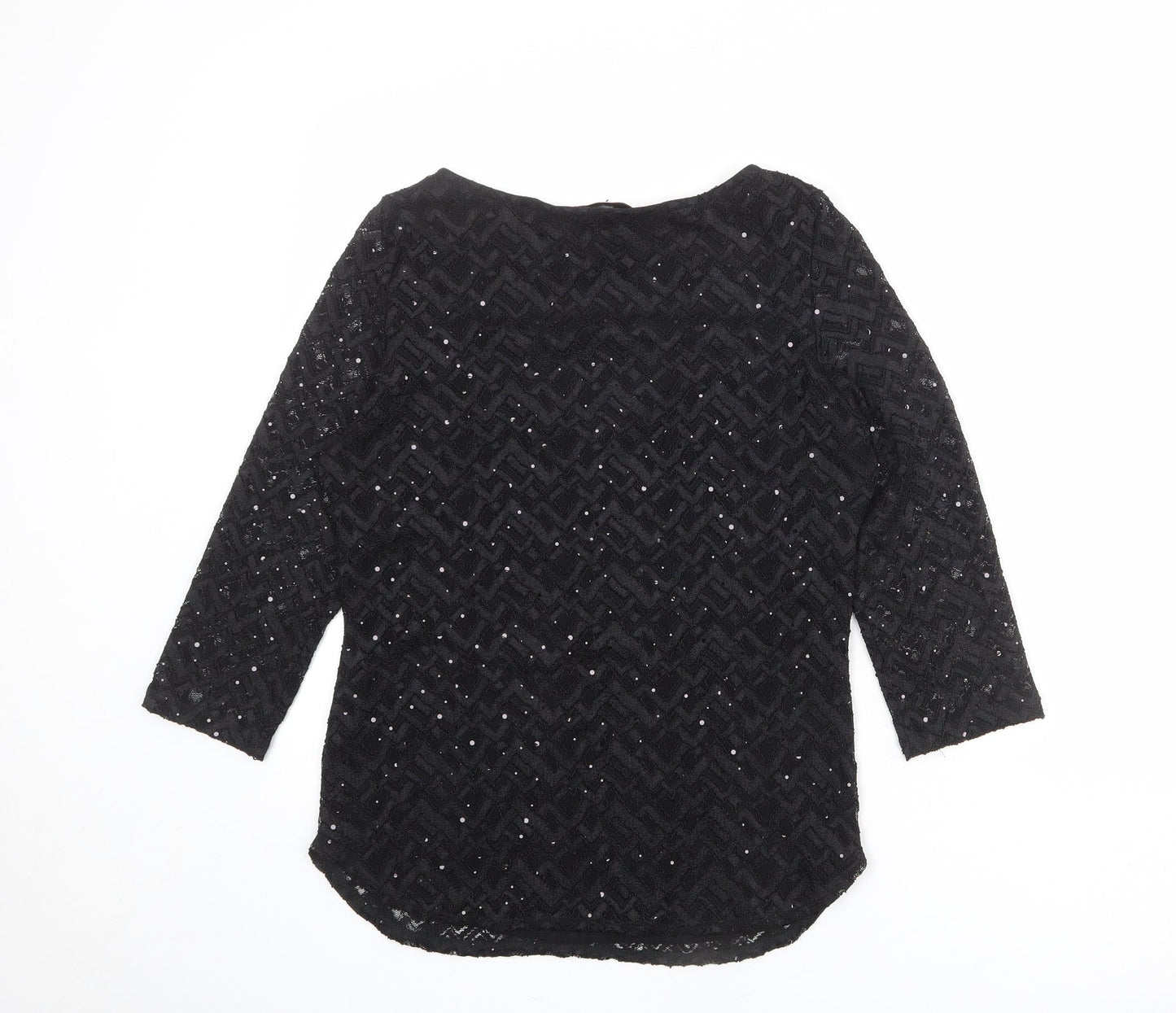 Per Una Womens Black Polyester Basic Blouse Size 12 Boat Neck