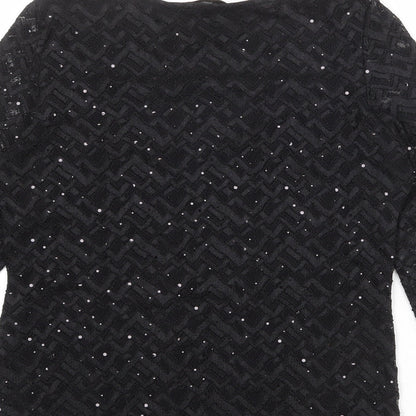 Per Una Womens Black Polyester Basic Blouse Size 12 Boat Neck