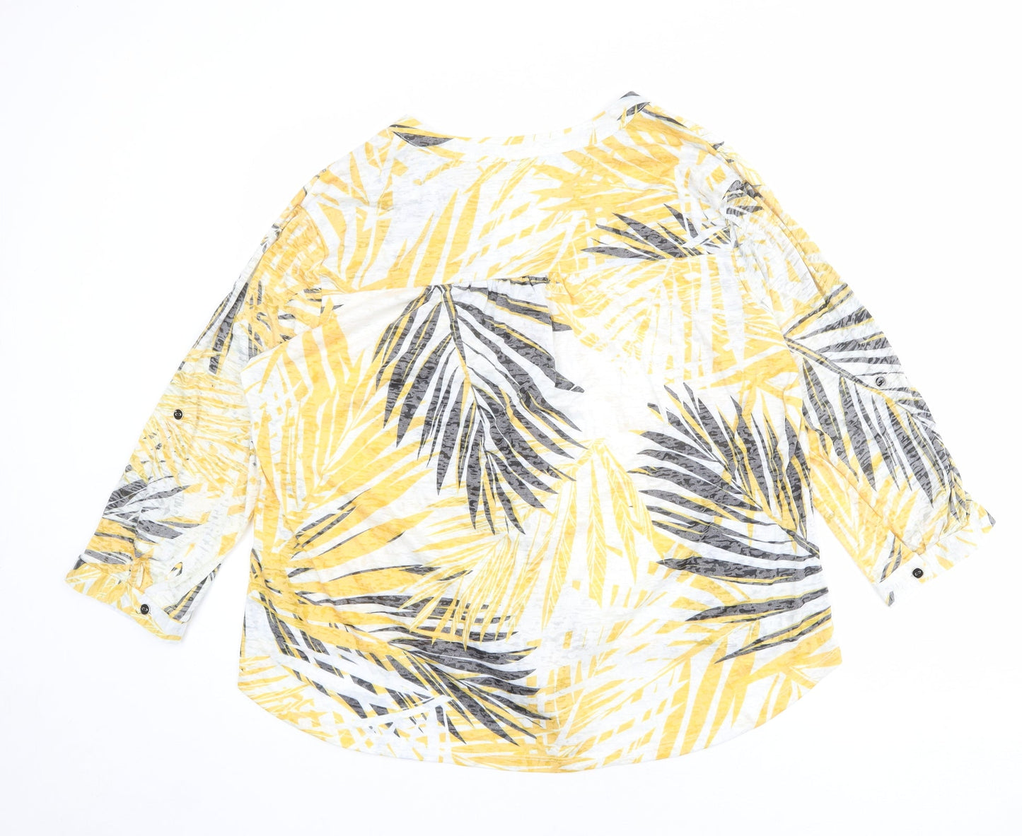 Just Elegance Womens Multicoloured Geometric Polyester Basic Button-Up Size XL V-Neck - Leaf Print