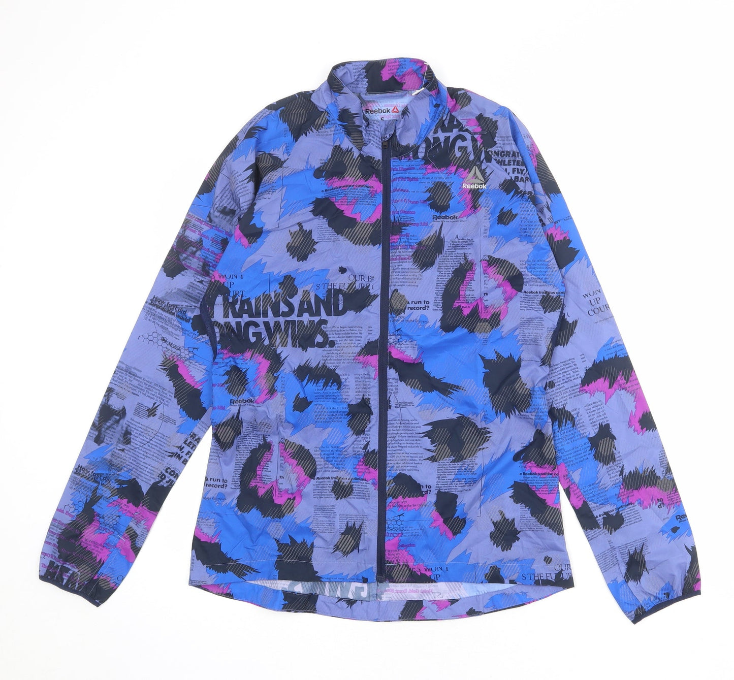Reebok Womens Multicoloured Geometric Windbreaker Jacket Size S Zip