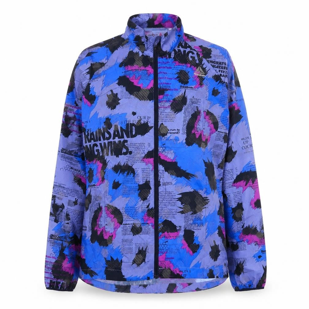 Reebok Womens Multicoloured Geometric Windbreaker Jacket Size S Zip