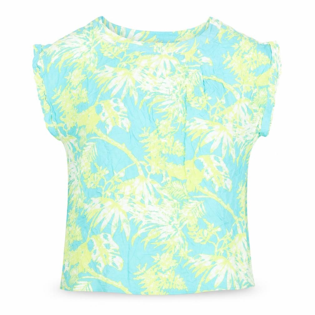 Monsoon Womens Multicoloured Geometric Viscose Basic T-Shirt Size S Round Neck - Leaf Print