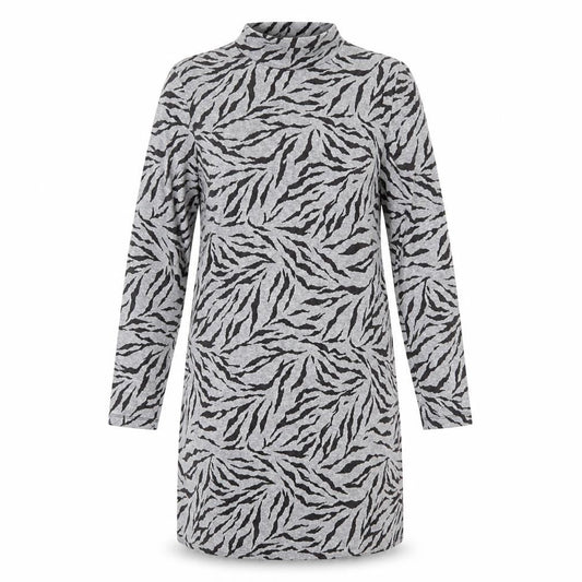 Marks & Spencer Womens Grey Animal Print Polyester Jumper Dress Size 10 Mock Neck Pullover