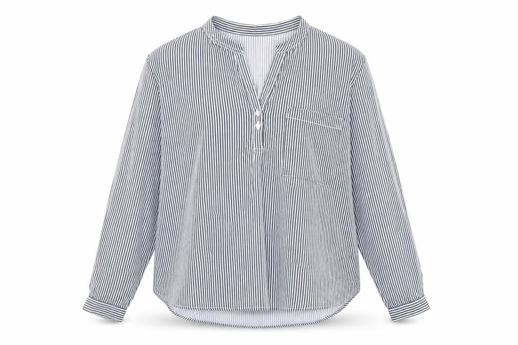 Marks & Spencer Womens Blue Striped Viscose Basic Blouse Size 2XS V-Neck