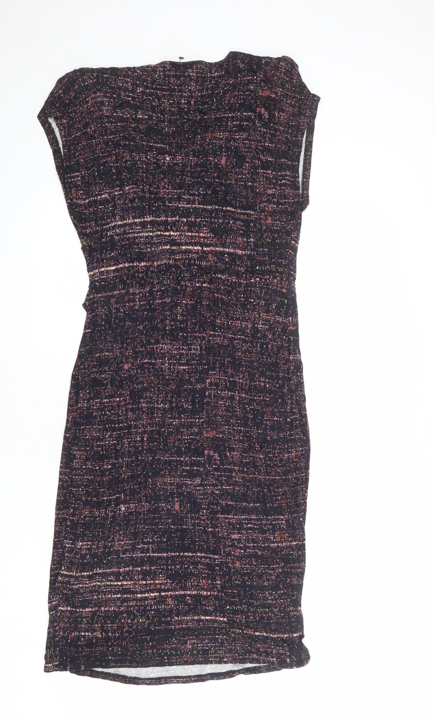 H&M Womens Multicoloured Viscose Pencil Dress Size M Boat Neck Pullover