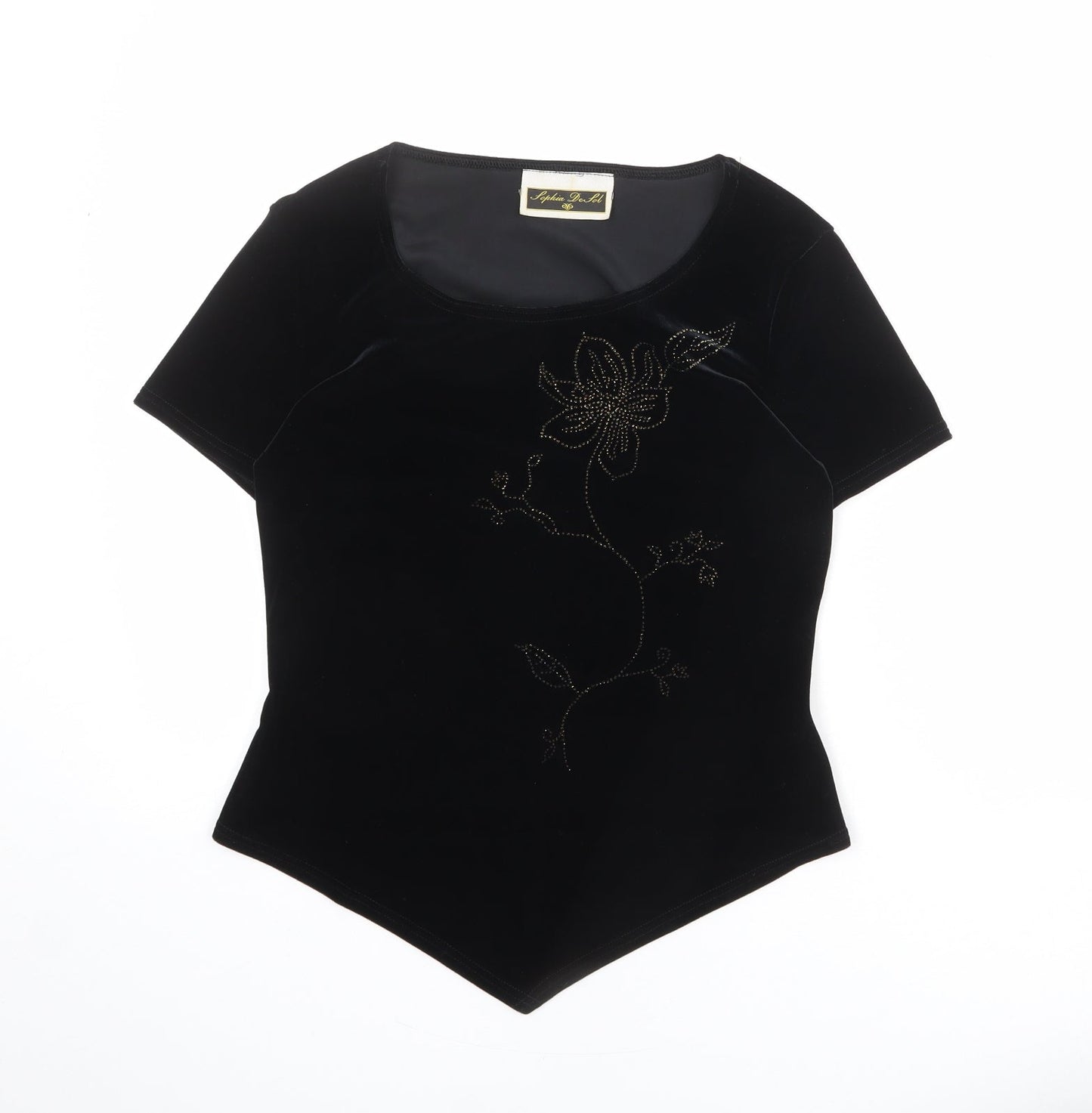 Sophia De Sol Womens Black Polyester Basic T-Shirt Size 12 Round Neck