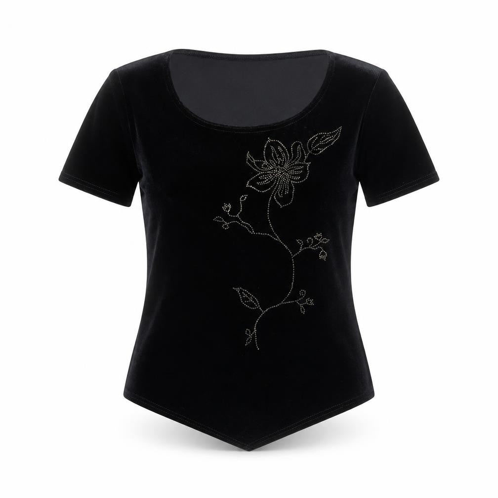 Sophia De Sol Womens Black Polyester Basic T-Shirt Size 12 Round Neck