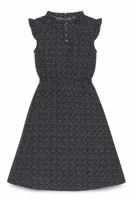 Adrianna Papell Womens Black Geometric Polyester Fit & Flare Size S Mock Neck Button