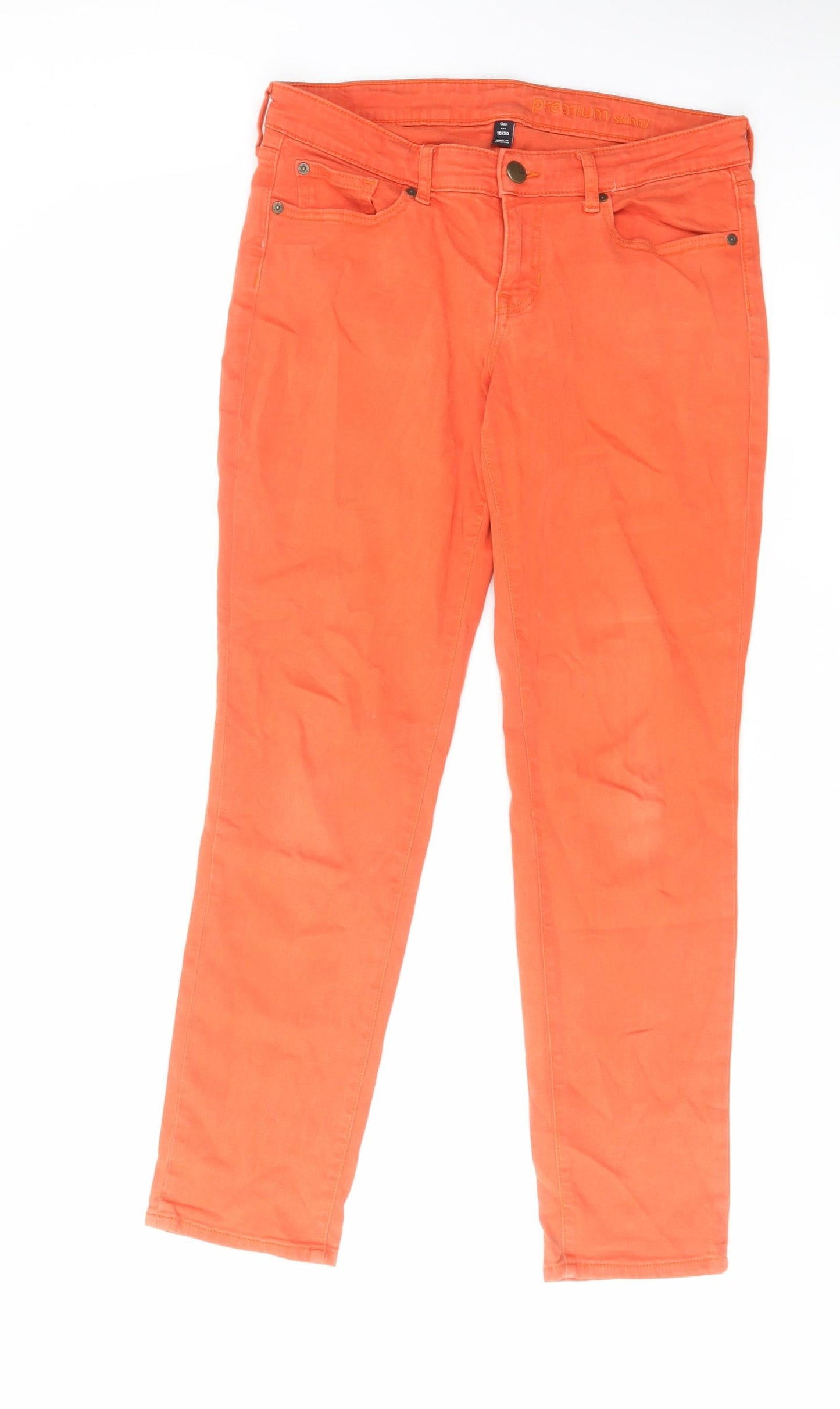Gap Womens Orange Cotton Tapered Jeans Size 10 L29 in Regular Zip