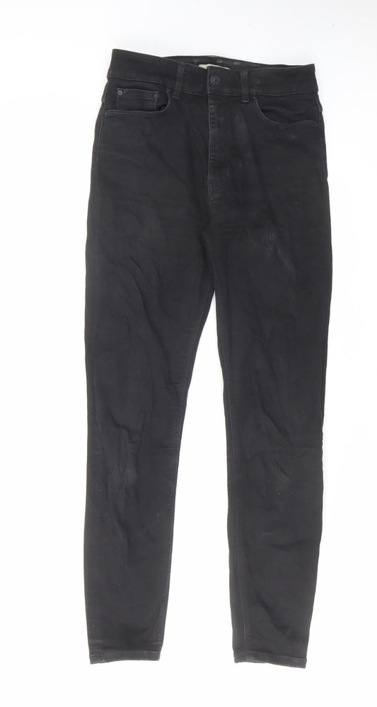 Zara Womens Black Cotton Skinny Jeans Size 8 L27 in Regular Zip