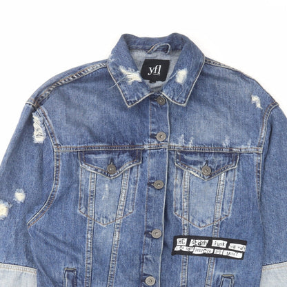 RESERVED Womens Blue Jacket Size 6 Button - Distressed