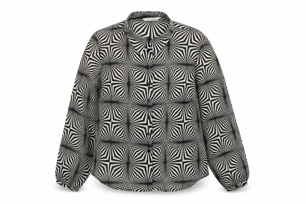 Essential Style Womens Multicoloured Geometric Polyester Basic Button-Up Size 20 Collared