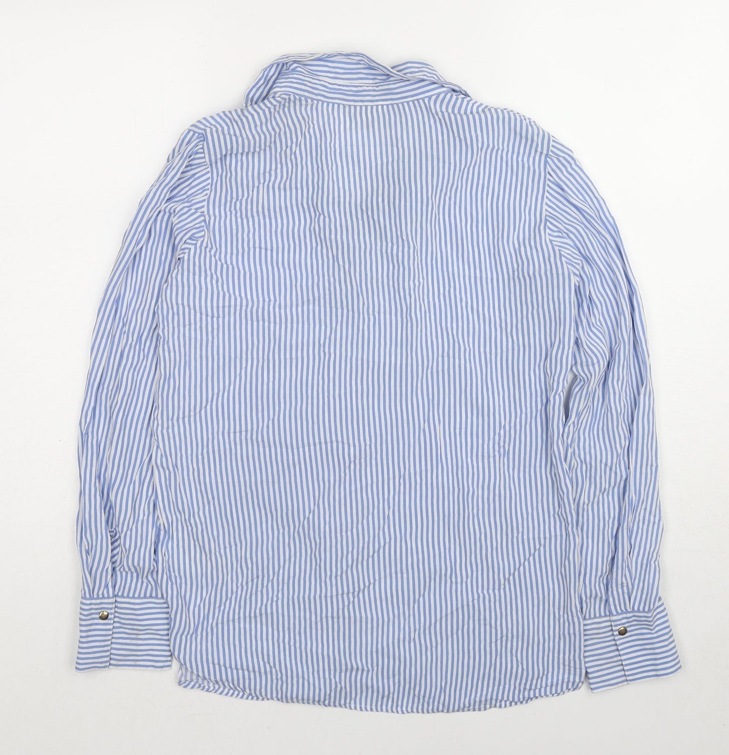 Body Flirt Womens Blue Striped Viscose Basic Button-Up Size 6 Collared