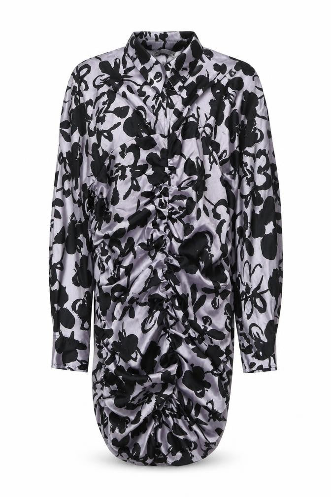 Zara Womens Multicoloured Geometric Polyester Shirt Dress Size L Collared Zip