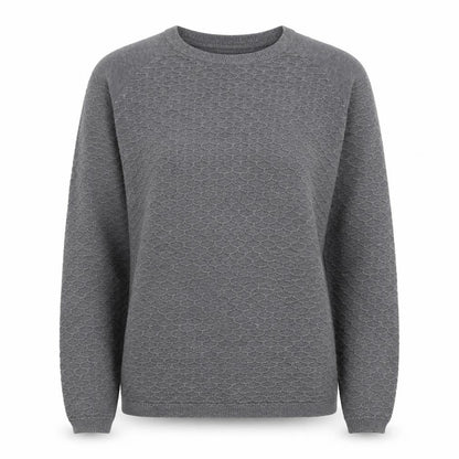 Next Womens Grey Round Neck Geometric Cotton Pullover Jumper Size 10