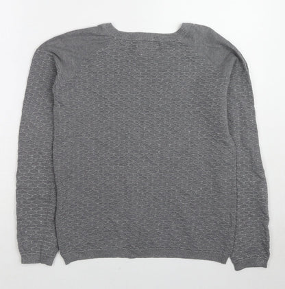 Next Womens Grey Round Neck Geometric Cotton Pullover Jumper Size 10