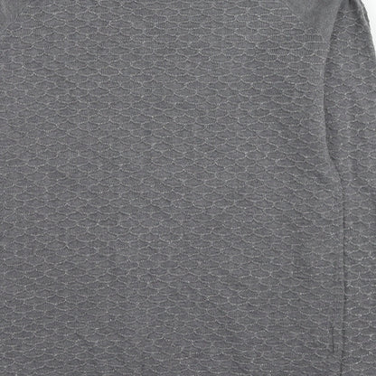Next Womens Grey Round Neck Geometric Cotton Pullover Jumper Size 10