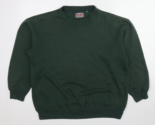 Blue Base Womens Green Cotton Pullover Sweatshirt Size L Pullover