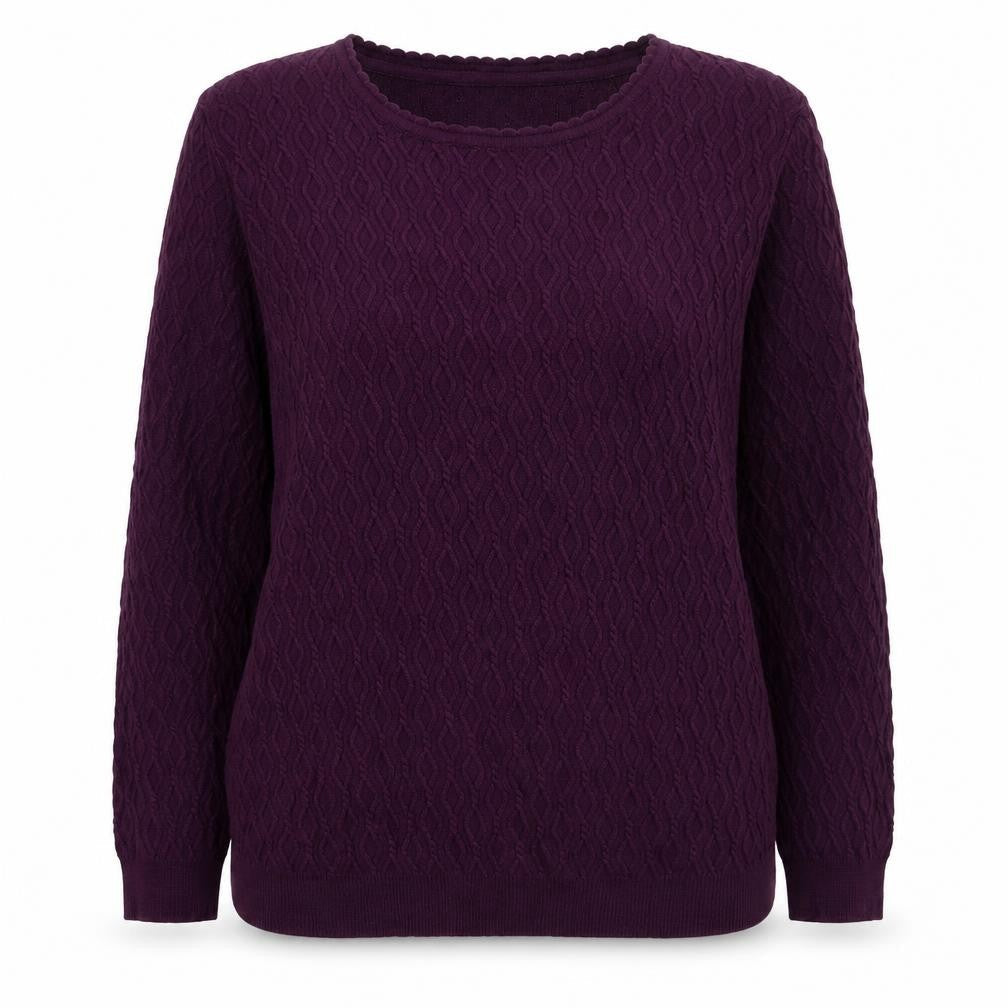 Country Casuals Womens Purple Round Neck Argyle/Diamond Cotton Pullover Jumper Size L