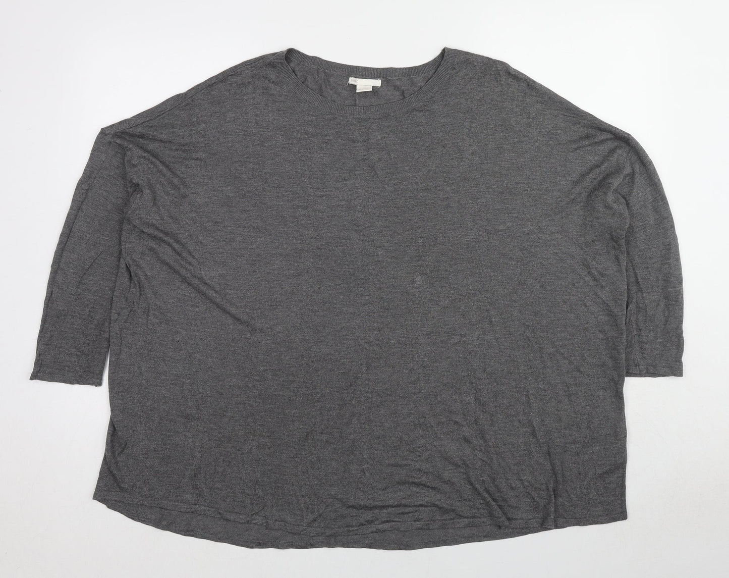 H&M Womens Grey Crew Neck Viscose Pullover Jumper Size L