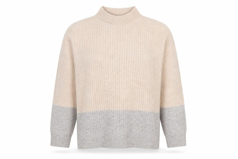 Marks & Spencer Womens Beige Mock Neck Acrylic Pullover Jumper Size S