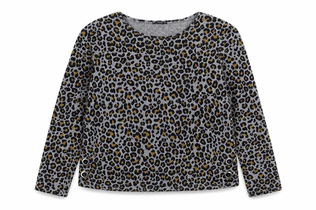 M&Co Womens Multicoloured Boat Neck Animal Print Polyester Pullover Jumper Size 12 - Leopard pattern