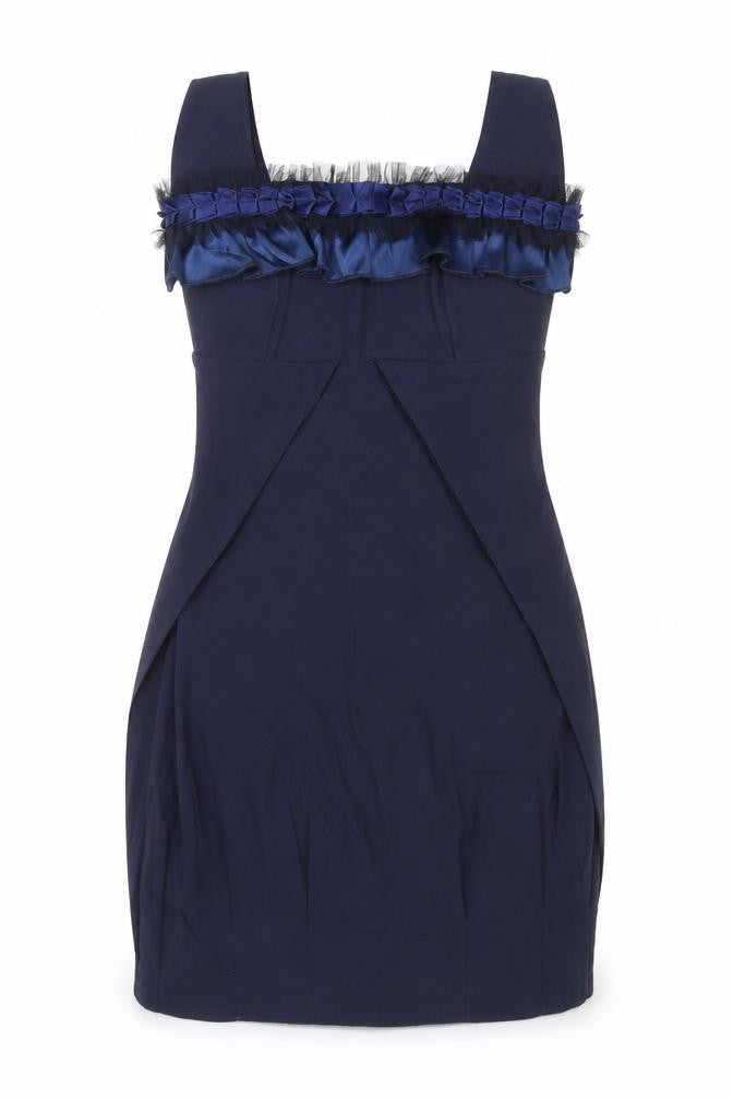 By Obi Womens Blue Polyester Mini Size 10 Square Neck Zip - Lace Up Back