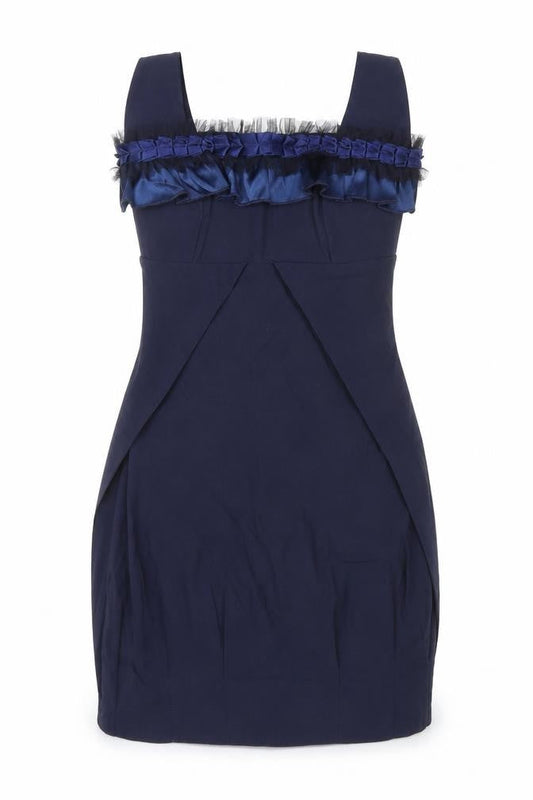 By Obi Womens Blue Polyester Mini Size 10 Square Neck Zip - Lace Up Back