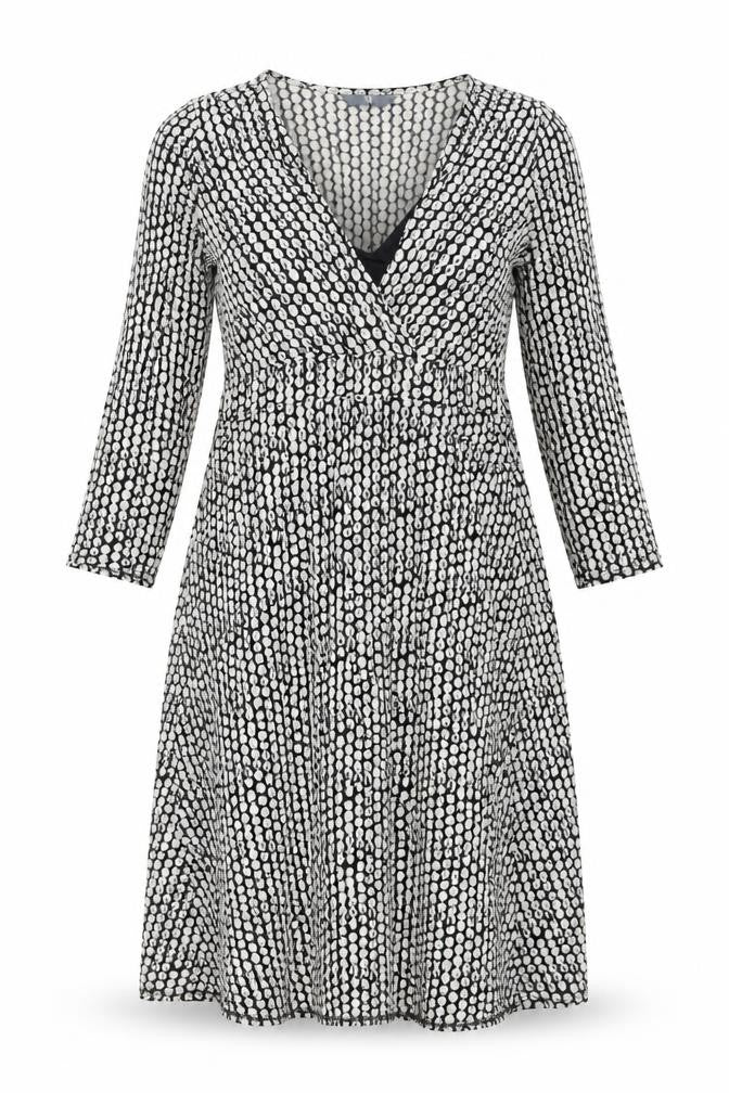 BHS Womens Multicoloured Polka Dot Viscose A-Line Size 12 V-Neck Tie