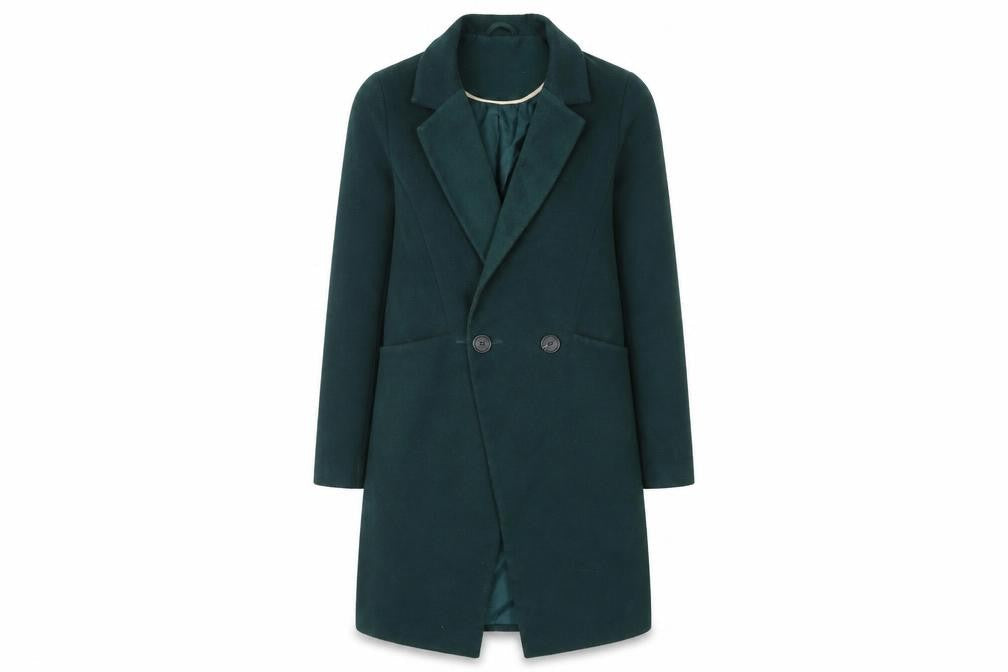 Oasis Womens Green Overcoat Coat Size S Button