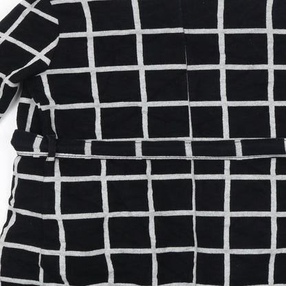River Island Womens Black Check Cotton Jacket Coatigan Size 6 Tie