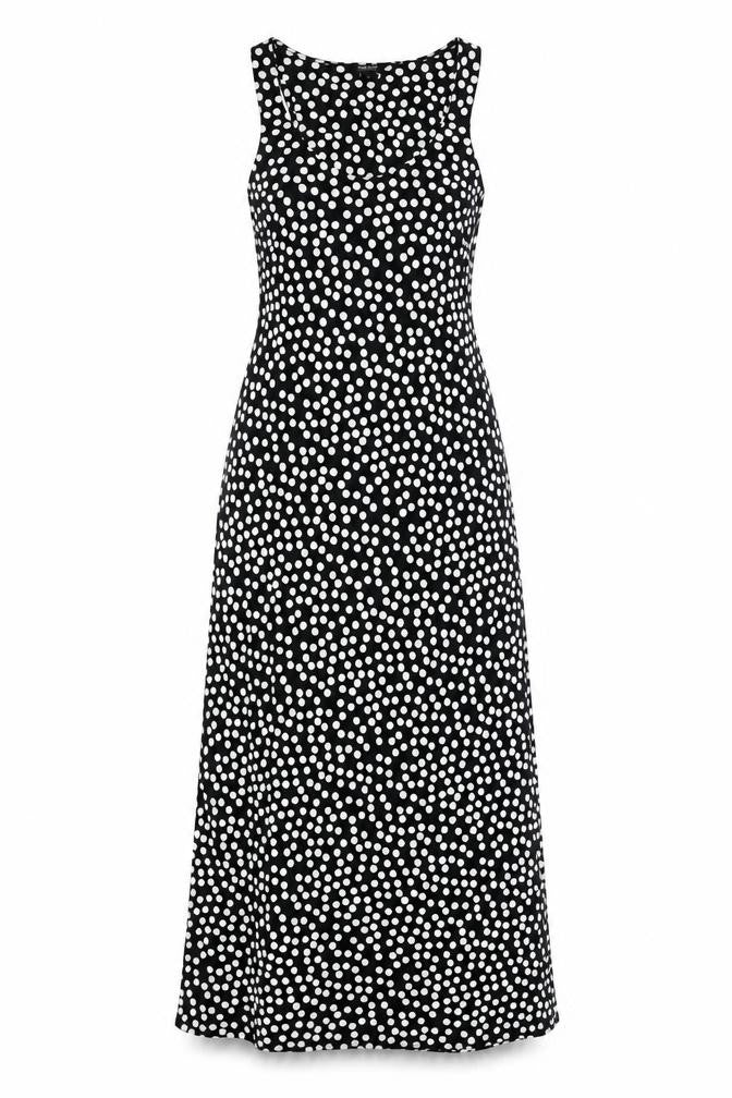 River Island Womens Black Polka Dot Polyester Maxi Size 8 Scoop Neck Pullover