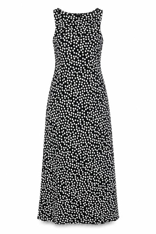 River Island Womens Black Polka Dot Polyester Maxi Size 8 Scoop Neck Pullover