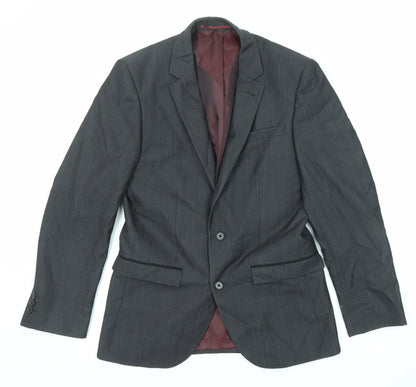 Next Mens Grey Striped Wool Jacket Suit Jacket Size 36 Regular