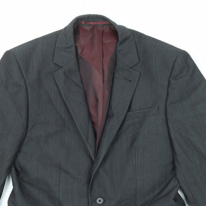 Next Mens Grey Striped Wool Jacket Suit Jacket Size 36 Regular