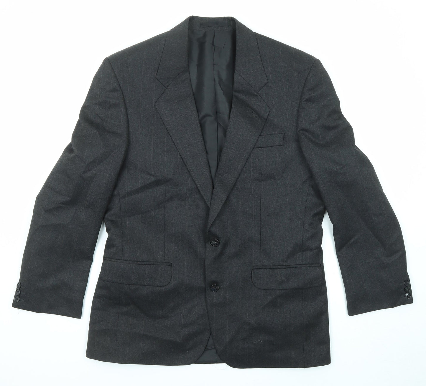Burton Mens Black Striped Polyester Jacket Suit Jacket Size 40 Regular