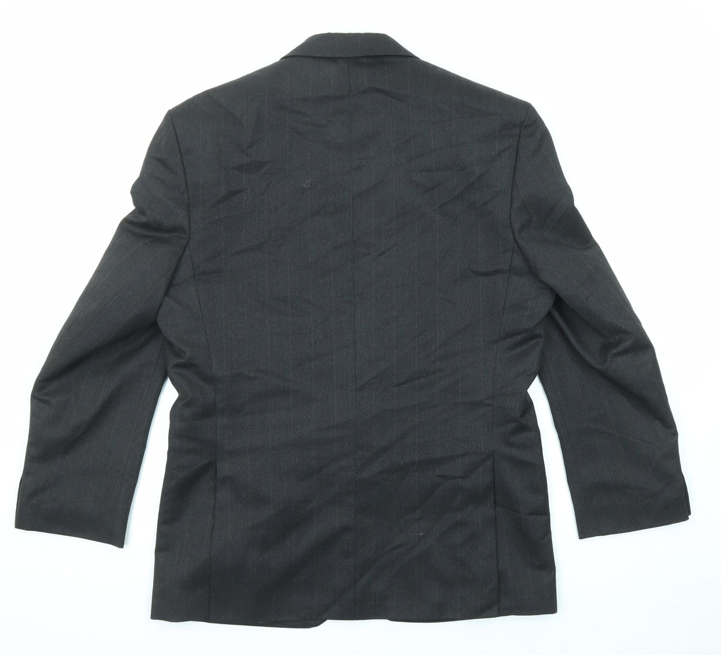 Burton Mens Black Striped Polyester Jacket Suit Jacket Size 40 Regular