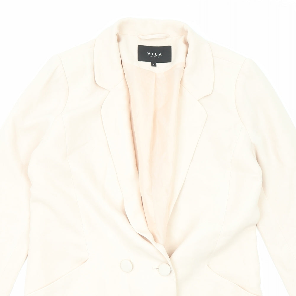 VILA Womens Pink Jacket Blazer Size M Button - Longline